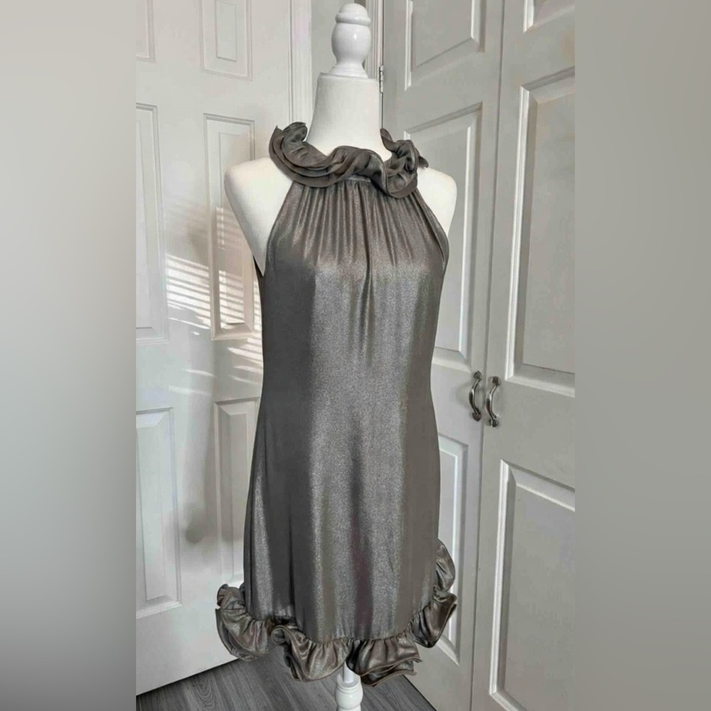 Ted baker silver metallic tent mini dress
